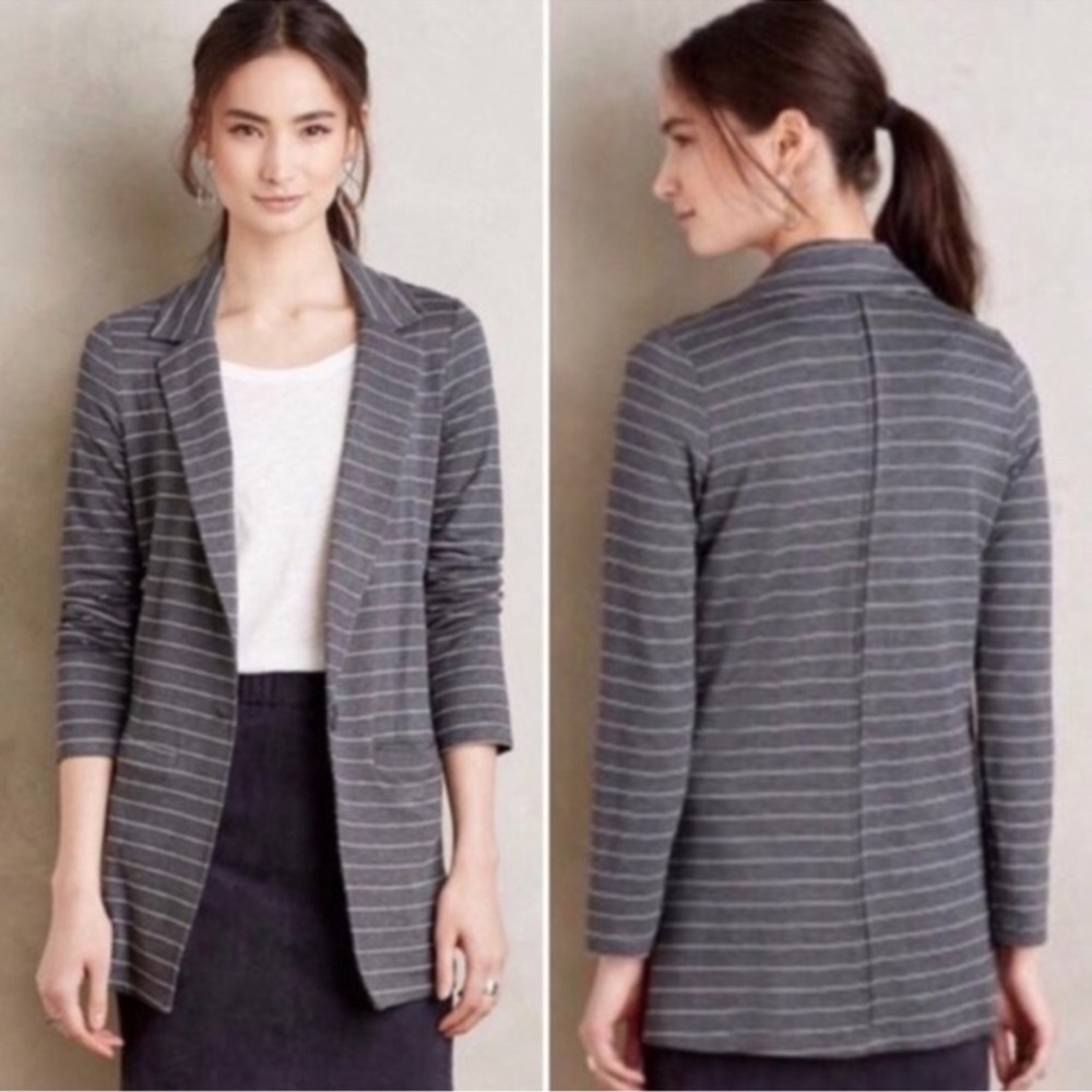 NEW Anthropologie Dolan Striped One Button Cotton Blazer, Size M